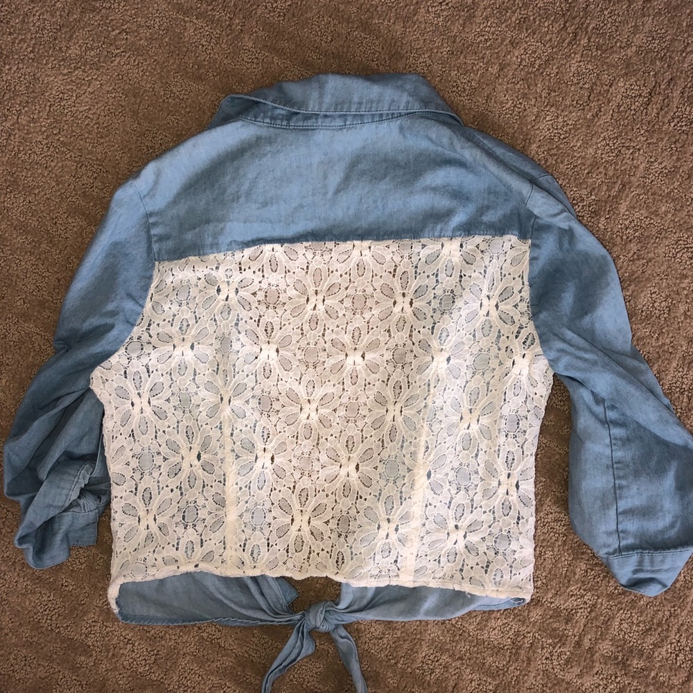 Crocheted back button up top
